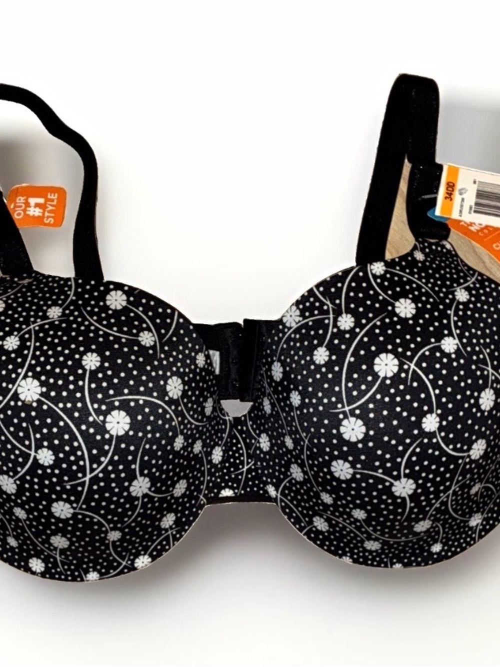 Warner's Black & White Floral Dot Underwire Bra